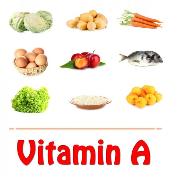 Thuc pham giau Vitamin A 585x600 - Bổ sung vitamin đúng cách cho trẻ sơ sinh
