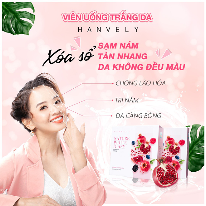 Viên uống trắng da Hanvely 20 viên dùng hiệu quả như thế nào? Dien vien Hoai An dung vien uong Hanvely - Viên uống trắng da Hanvely 20 viên dùng hiệu quả như thế nào?