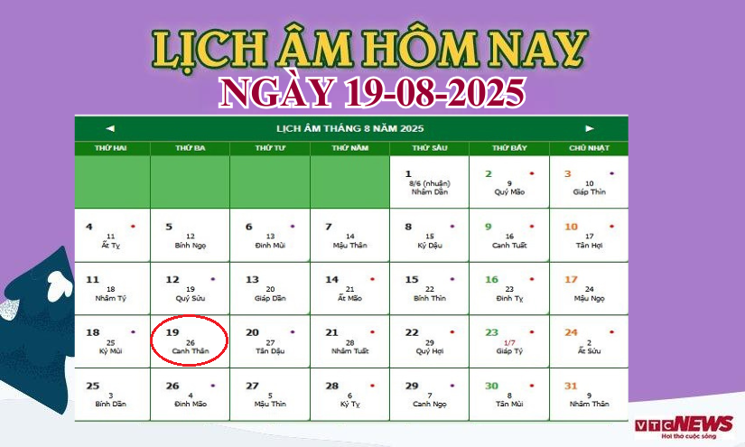lich am 19 8 2025 20185867 - Khai Thông May Mắn Với Âm Lịch Hôm Nay (19/8): Nên Làm Gì &amp; Kiêng Gì?